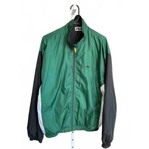 FILA Vintage 1980's Men's Windbreaker Jacket with Pant Set. Green Black, White